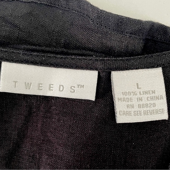 🖤 TWEEDS Linen Ruffle Front Sleeveless Blouse – Size L - Picture 3 of 5